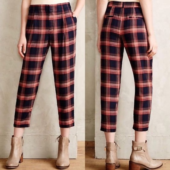 Anthropologie Pants - Anthropologie Tartan Plaid Soft Crop Pants 14 XL